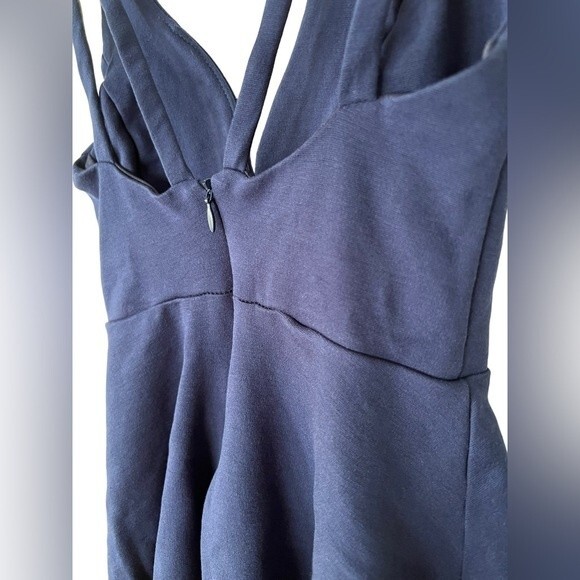 Lulus Love Galore Navy Blue Strappy Sleeveless Skater Dress Plunge Neck sz Small - Picture 6 of 9